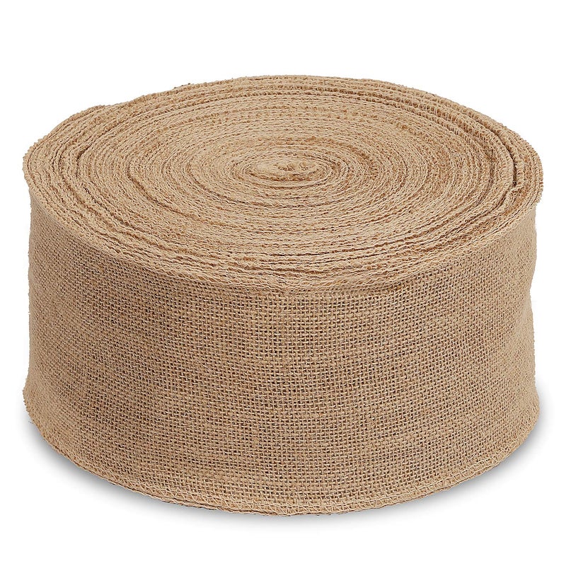 KINJOEK 5 Inch Wide 27 Yards Burlap Ribbon, Natural Jute Fabric Ribbon, Crafts Ribbon for Christmas, Wedding, Gifts, Burlap Fabric DIY, Ribbon for Decoration, - Image 3